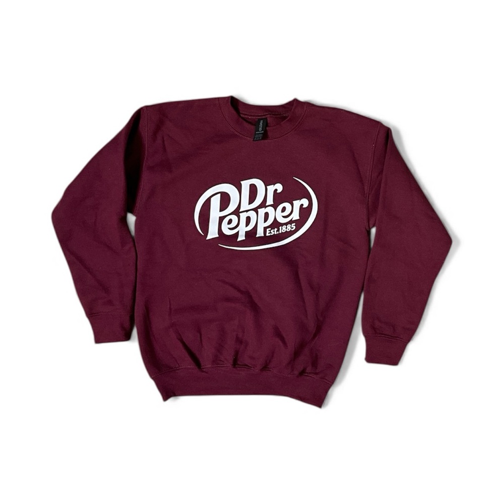 Dr Pepper Maroon Crewneck Heavy Blend Sweatshirt Youth M EUC - Picture 2 of 7